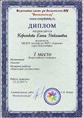 Диплом (1 место) Всероссийского конкурса, номинация "Поделки"
